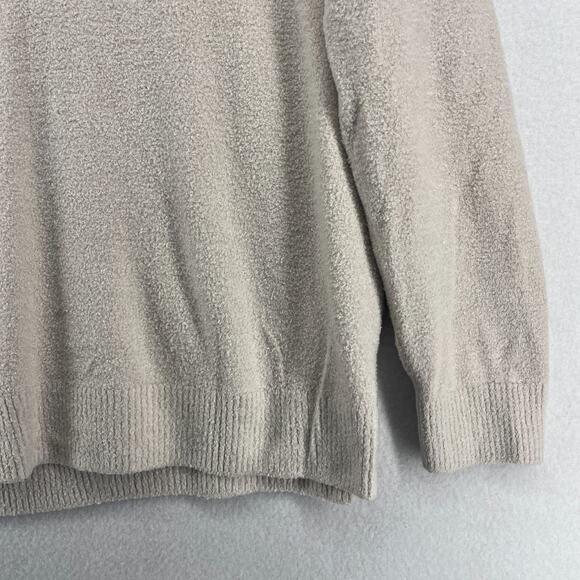 BAREFOOT DREAMS Sweater Womens L Cozy Chic Lite Plush V-Neck Pullover Beige - Picture 9 of 14